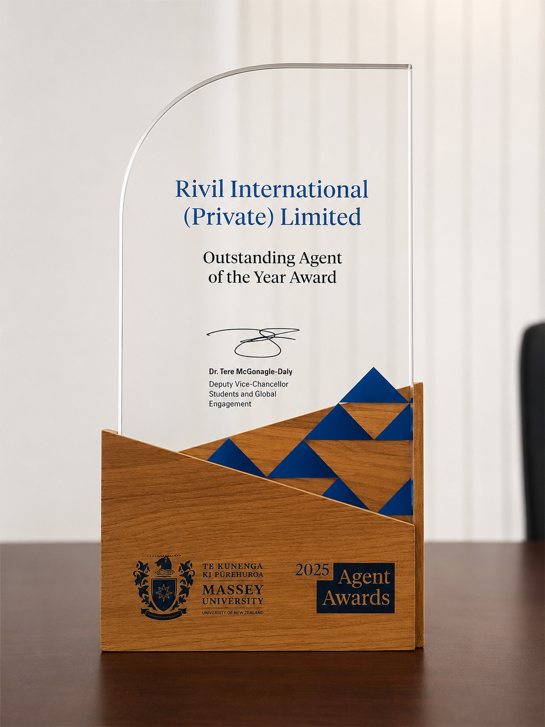 Massey University Outstanding Agent of the Year 2025 trophy