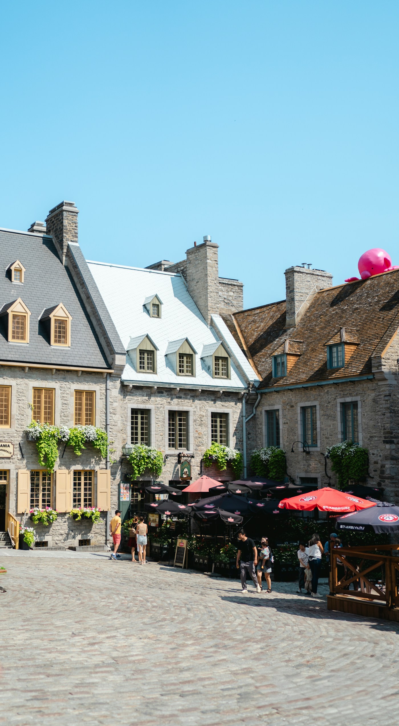 Historic cobblestone street in Quebec City