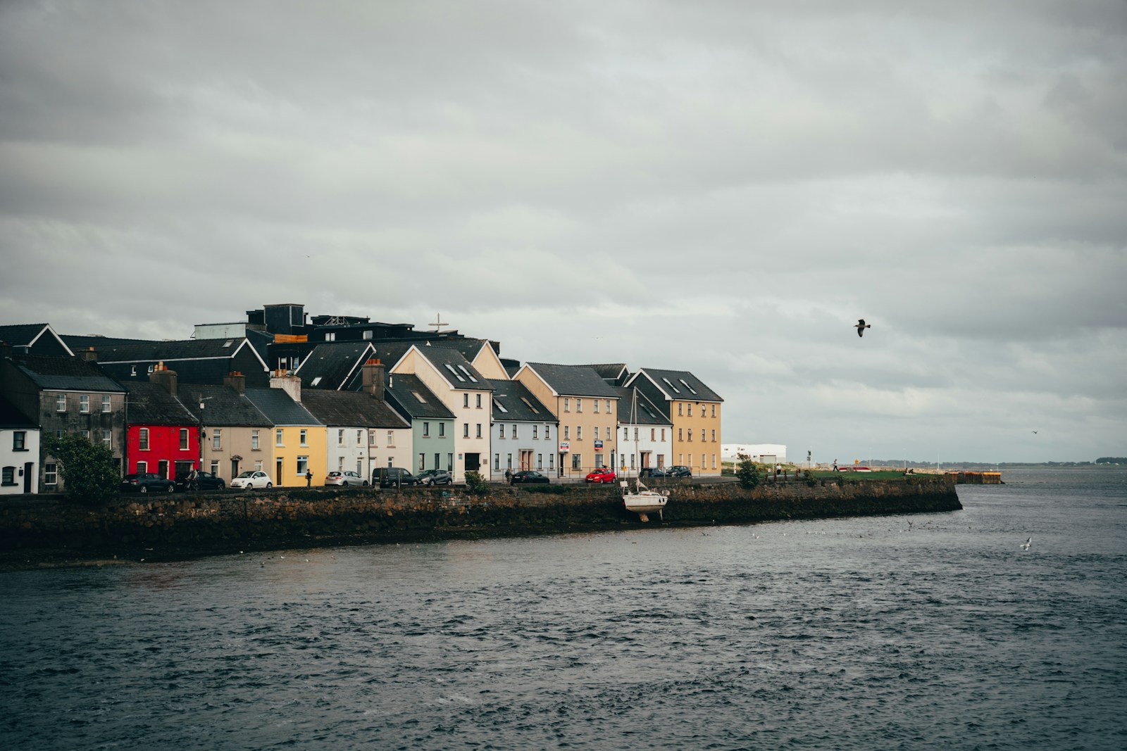 Colourful houses lining Galway's waterfront