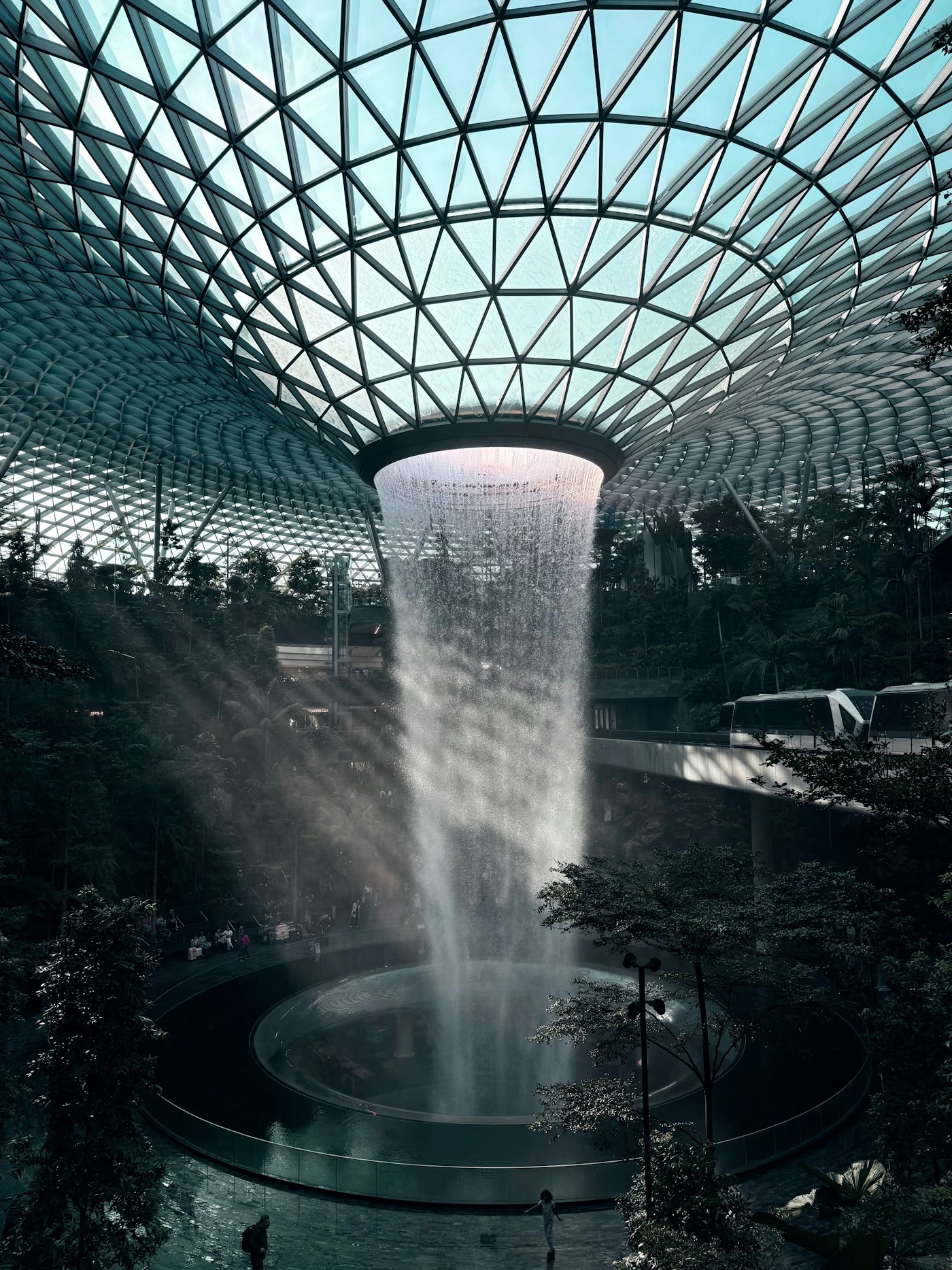 Indoor waterfall at Jewel Changi Airport