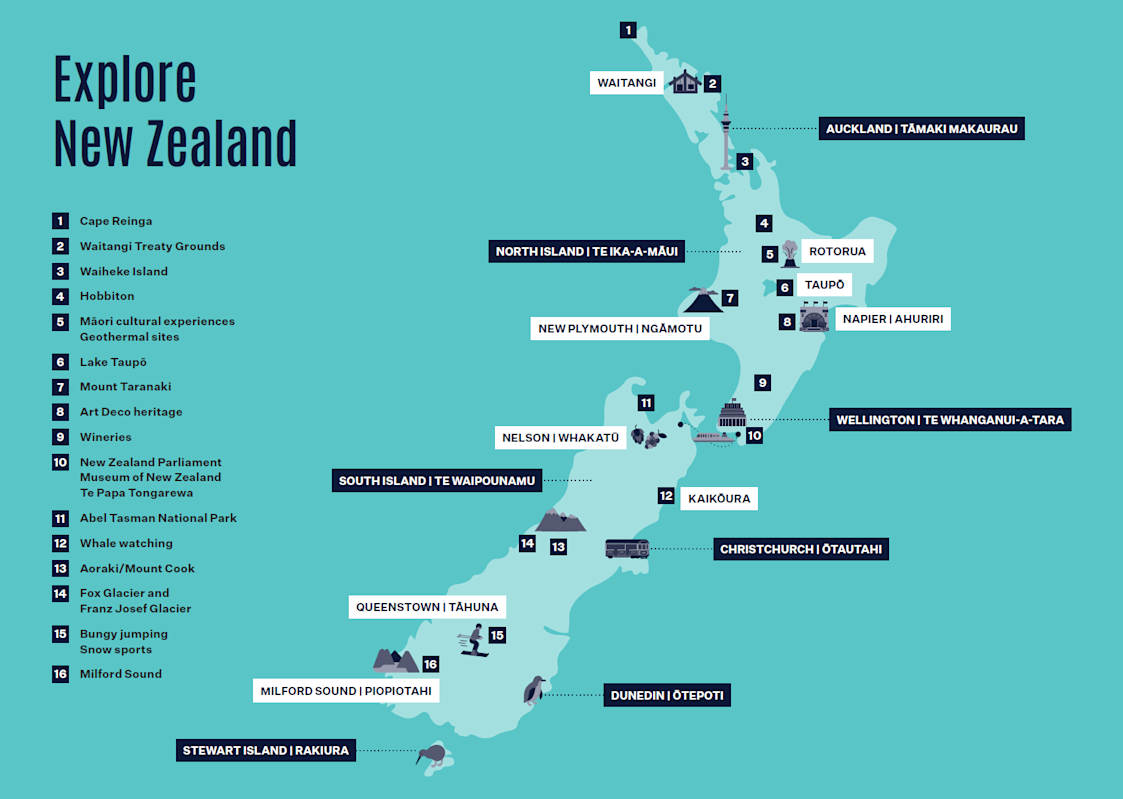 Map of New Zealand showing major cities and regions for international students