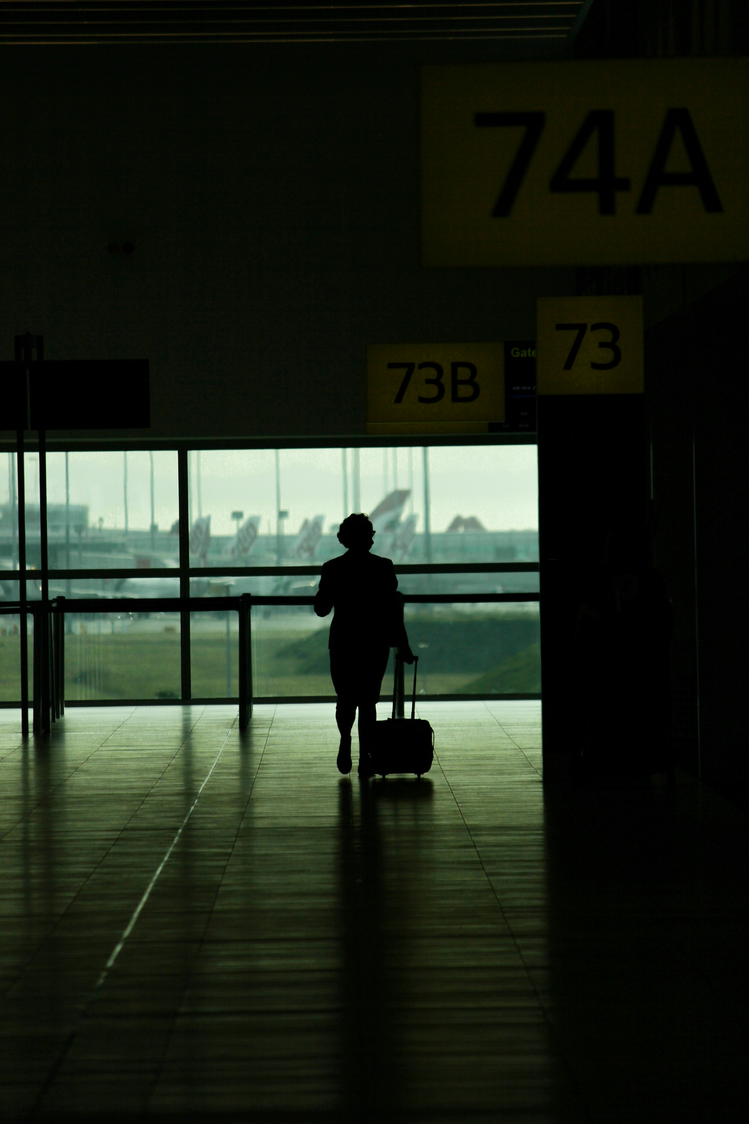 A student beginning an international journey at the airport