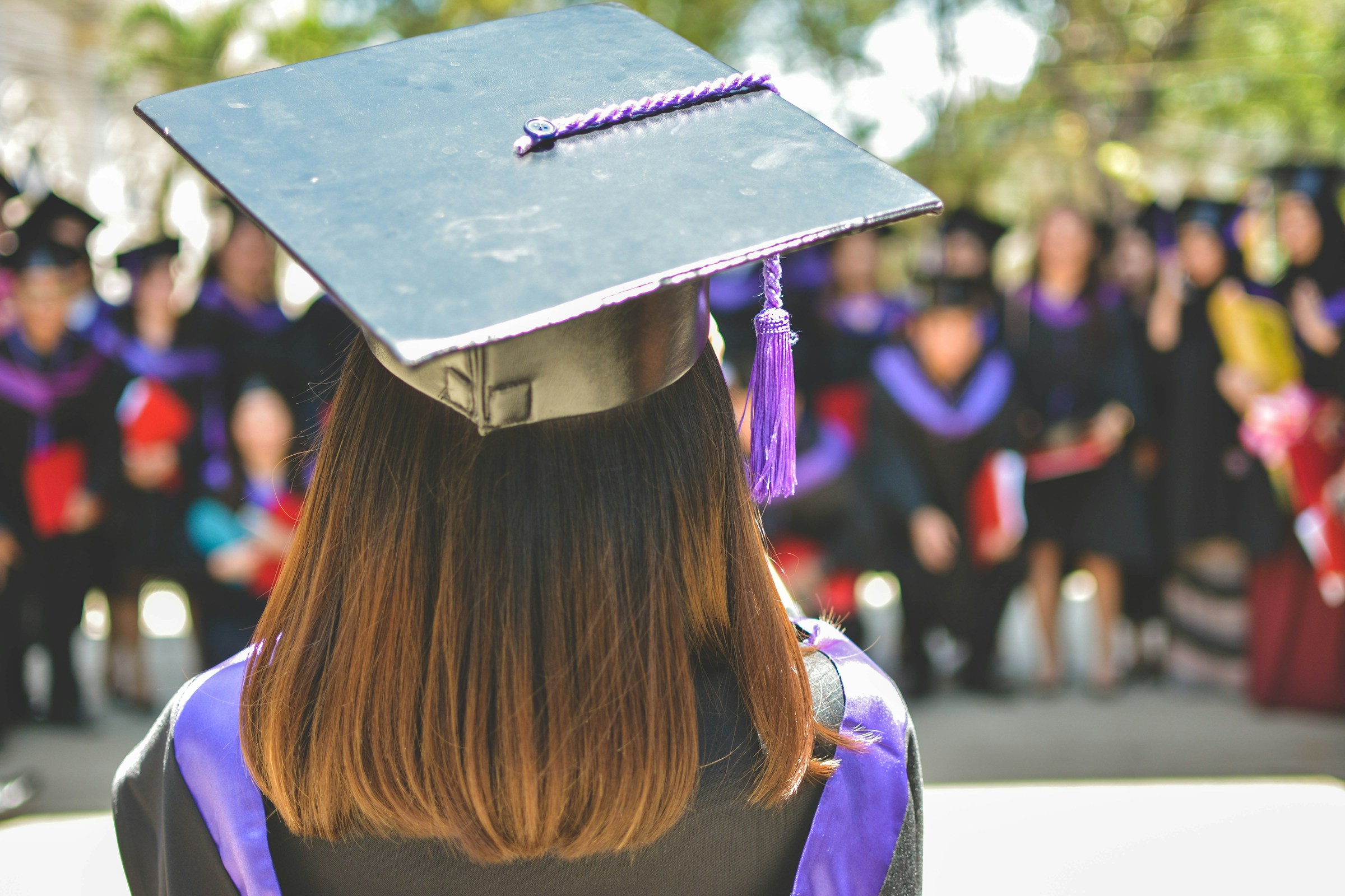 A graduate looking towards the ceremony ahead